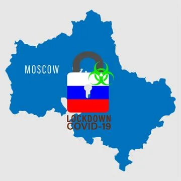 Vector illustration moscow lockdown preventing coronavirus spread or outbreak 스톡 일러스트