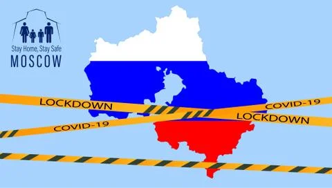 Vector illustration moscow lockdown preventing coronavirus spread or outbreak Stock Illustration