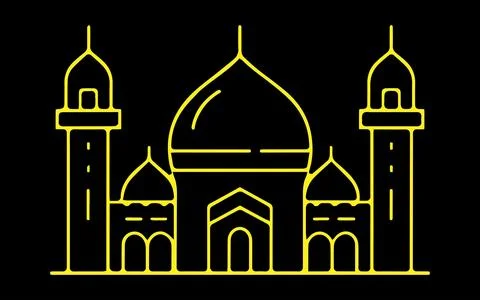 Vector illustration of mosque in line art style Stock Illustration