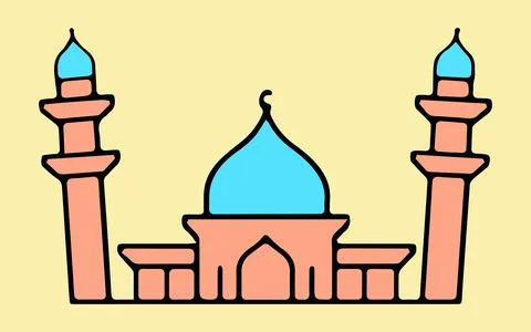 Vector illustration of mosque in line art style Stock Illustration