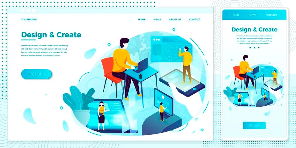 Vector illustration - motion design studio working process, create, work, earn Stock Illustration