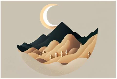Vector illustration of mountain and crescent ramadan kareem celebration Illustrazione stock