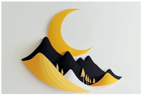 Vector illustration of mountain and crescent ramadan kareem celebration Illustrazione stock