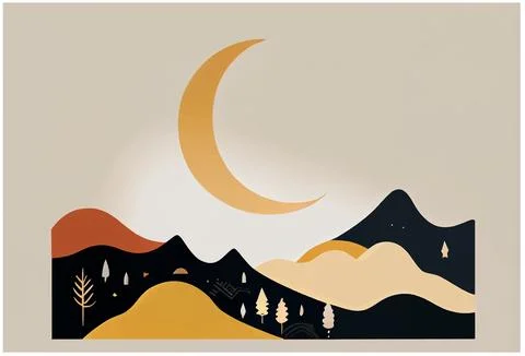 Vector illustration of mountain and crescent ramadan kareem celebration Illustrazione stock