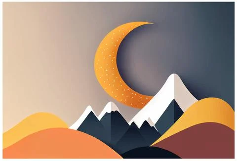 Vector illustration of mountain and crescent ramadan kareem celebration Illustrazione stock