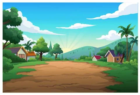 Vector illustration mountain and sky color bright Stock Illustration