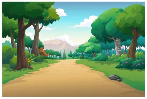 Vector illustration mountain and sky color bright. Stock Illustration