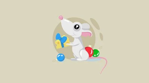 Vector illustration mouse with cheese and new year ornament Stock Illustration