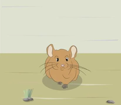 Vector illustration of a mouse on nature Stock Illustration