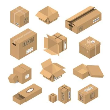 Vector illustration moving box isometric isolated. Stock Illustration