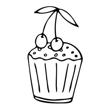 Vector illustration of muffin in doodle style Stock Illustration