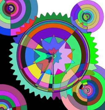 Vector illustration multi colored circles and gears Stock Illustration