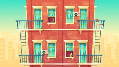 Vector illustration of multi-storey apartment, house outside concept, private Stockillustratie