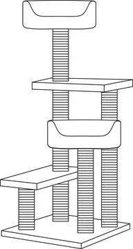 Vector illustration, multi-storey scratching post with beds for domestic ca.. Stock Illustration