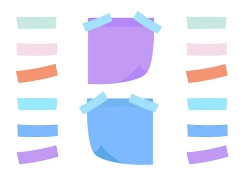 Vector illustration of multicolor post it notes. Colored sheets of note paper Stock Illustration