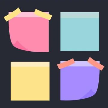 Vector illustration of multicolor post it notes. Colored sheets of note paper Stock Illustration