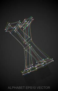Vector illustration of a Multicolor sketched X. Hand drawn 3D X Ilustração Stock
