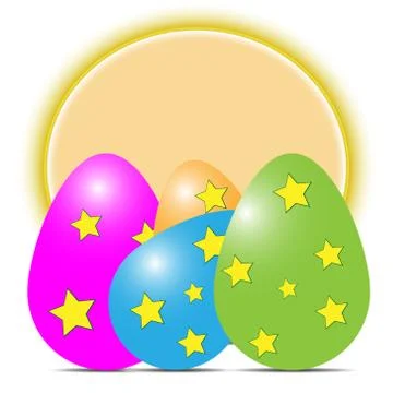 Vector illustration of multicolored easter eggs with shadows Stock Illustration