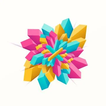 Vector illustration of multicolored geometric rectangles in star shape Stock Illustration