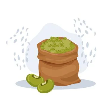 Vector illustration of Mung beans in sack. Stock Illustration