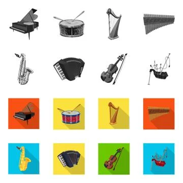 Vector illustration of music and tune sign. Set of music and tool vector icon Stockillustratie
