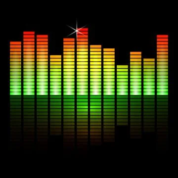 Vector illustration of music equalizer bars on black background Stock Illustration