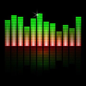 Vector illustration of music equalizer bars on black background Stock Illustration