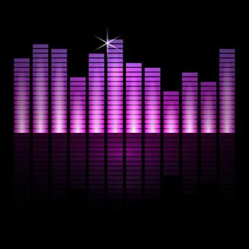 Vector illustration of music equalizer bars on black background Illustrazione stock