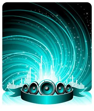 Vector illustration for a musical theme with speakers and disco ball Illustrazione stock
