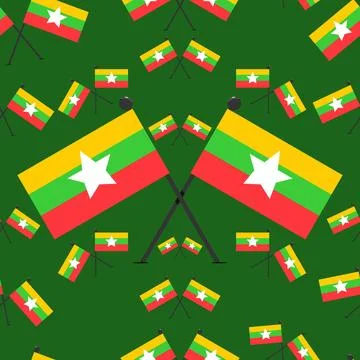 Vector Illustration of Myanmar Pattern Flags Stock Illustration