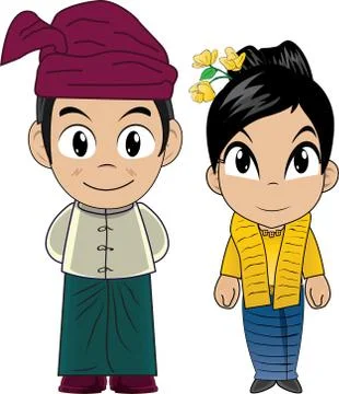 Vector illustration of  MyanmarCostume Stock Illustration