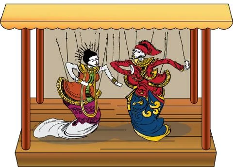 Vector illustration of  MyanmarPuppet Stock Illustration
