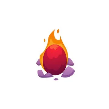 Vector illustration of mythical red egg of phoenix bird blazing in a flame .. Stock Illustration