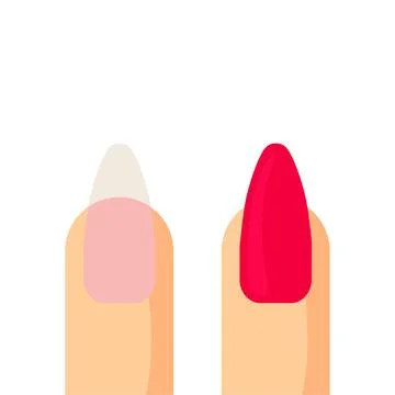 Vector illustration of nails with varnish and without isolated on white backg Stock Illustration