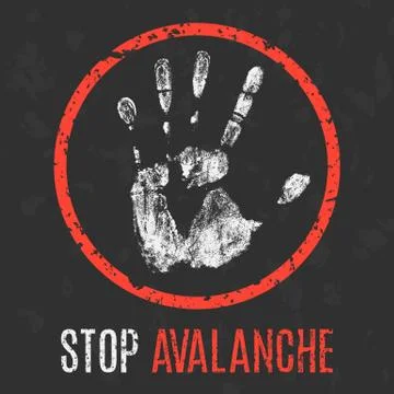 Vector illustration. Natural disasters. Stop avalanche. Stock Illustration