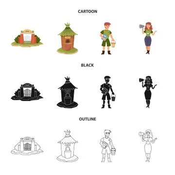 Vector illustration of nature and fun sign. Set of nature and entertainment Stock Illustration