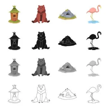 Vector illustration of nature and fun icon. Set of nature and entertainment Stock Illustration
