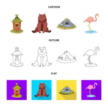 Vector illustration of nature and fun icon. Set of nature and entertainment Illustrazione stock