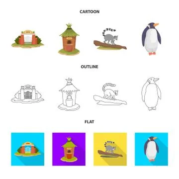 Vector illustration of nature and fun symbol. Set of nature and entertainment Stock Illustration