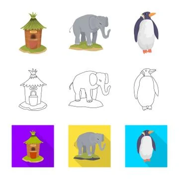 Vector illustration of nature and fun icon. Set of nature and entertainment Illustrazione stock