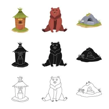 Vector illustration of nature and fun icon. Set of nature and entertainment Illustrazione stock