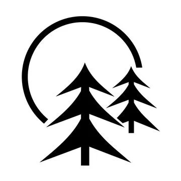 Vector illustration, nature icon, trees and moon Stock Illustration