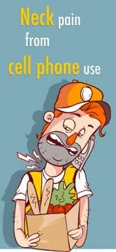 Vector illustration of a Neck pain from cell phone use Illustrazione stock