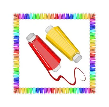 Vector illustration for a needlework project - set of colored threads in the  Illustrazione stock
