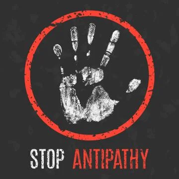 Vector illustration. Negative human  emotions. Stop antipathy. Ilustração Stock