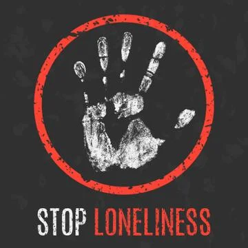 Vector illustration. Negative human state. Stop loneliness sign. イラスト素材