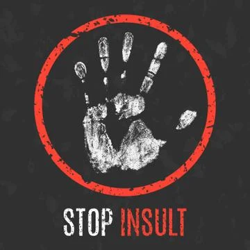 Vector illustration. Negative human states and emotions. Stop insult. イラスト素材