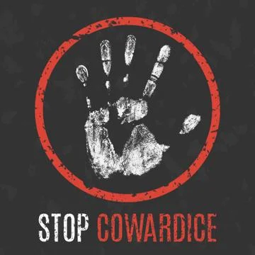 Vector illustration. Negative human states and emotions. Stop cowardice sign. Stock Illustration