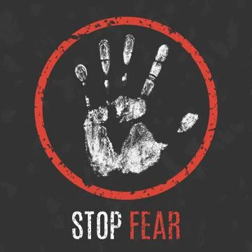 Vector illustration. Negative human states and emotions. Stop fear sign. 스톡 일러스트