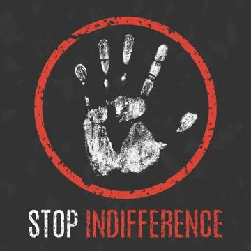 Vector illustration. Negative human states and emotions. Stop indifference si Illustration